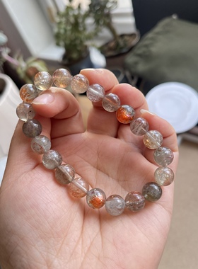 亏本捡漏 一物一图 天然草莓晶阿鲁沙共生体手链单圈手串金草莓