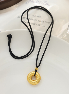 古法同心圆吊坠男女同款项链