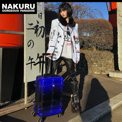 NAKURU行李箱男潮流时尚箱子29大容量高颜值密码箱复古蓝20寸铝框 - 图1