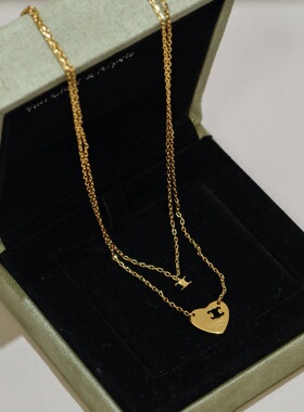 凯旋门爱心镂空双层轻奢锁骨链