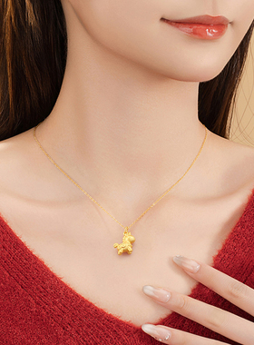 足银999小马马上有钱锁骨链女