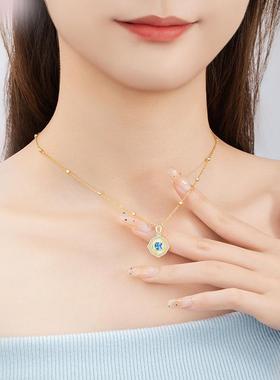 海洋之心项链925纯银女锁骨链