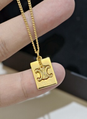 简约轻奢小众镂空方牌项链女