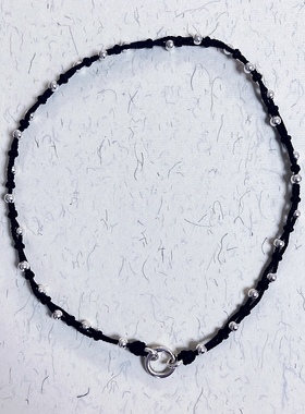 莲说制物 设计师款银珠黑绳锁骨链手链