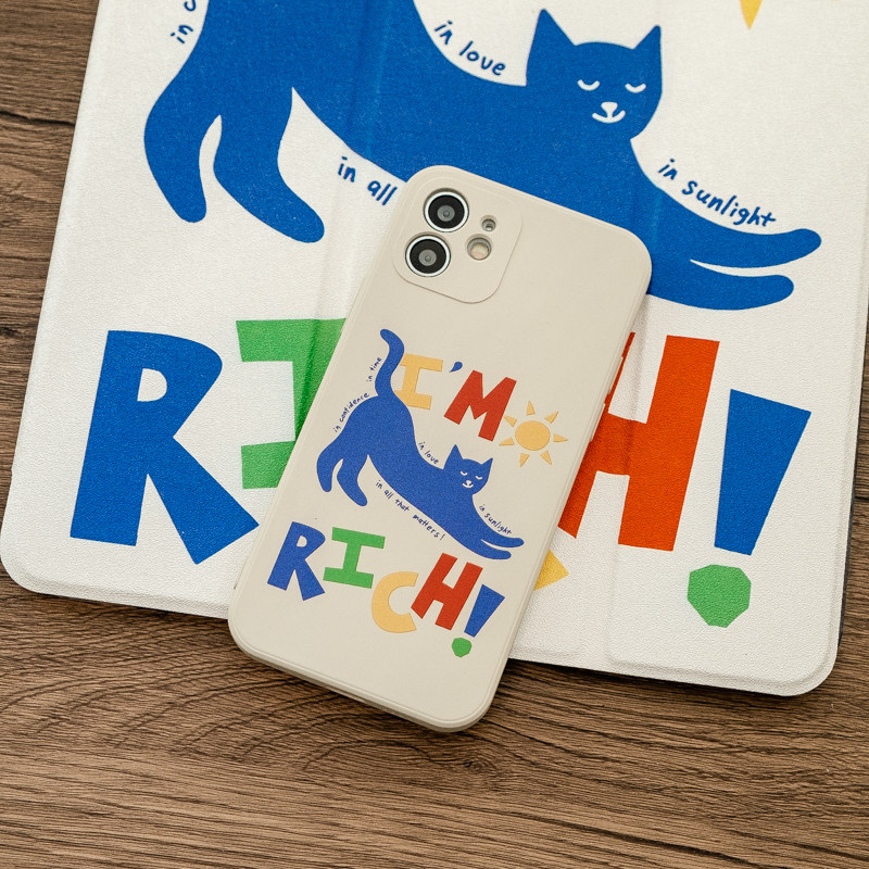「有钱猫」暴富可爱手机壳招财17promax适用于iPhoneAir创意撞色镭射壳16个性小众15pro小米15新款华为p80