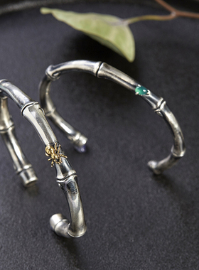 999情侣知足常乐纯银手镯