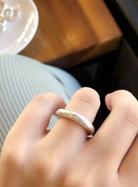 熙素情侣定制纯银素圈戒指指环