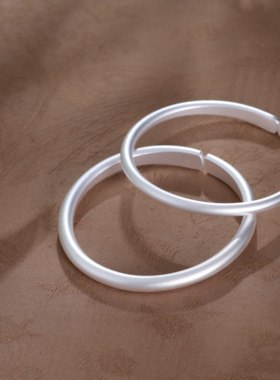 熙素古法磨砂999足银如意银手镯