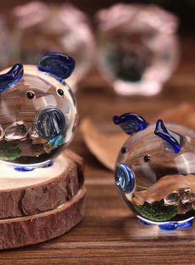 迷你可爱玻璃小猪摆件可爱