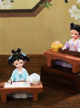 古代宫廷风琴棋书画美少女手办摆件国潮文艺小女孩装饰品生日礼物