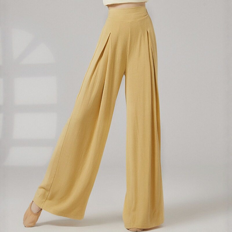 日常可穿高腰捏褶皱棉麻现代舞中国舞古典舞蹈裤练功裤阔腿裤子女,淘宝优惠券,粉丝福利购,淘宝优惠卷