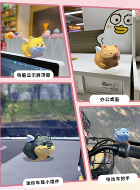 卡通木雕风萌宠飞翔装饰品