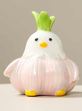 可爱卡通陶瓷蒜鸟小摆件