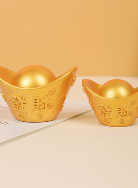 仿真实心招财金元宝摆件