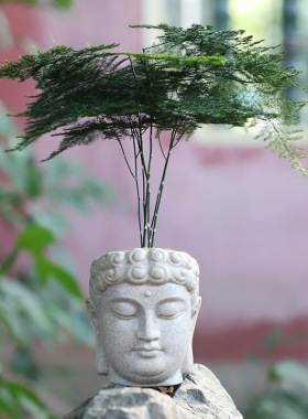 创意个性仿石树脂花盆家居阳台佛头装饰盆栽摆件简约绿植园艺花器