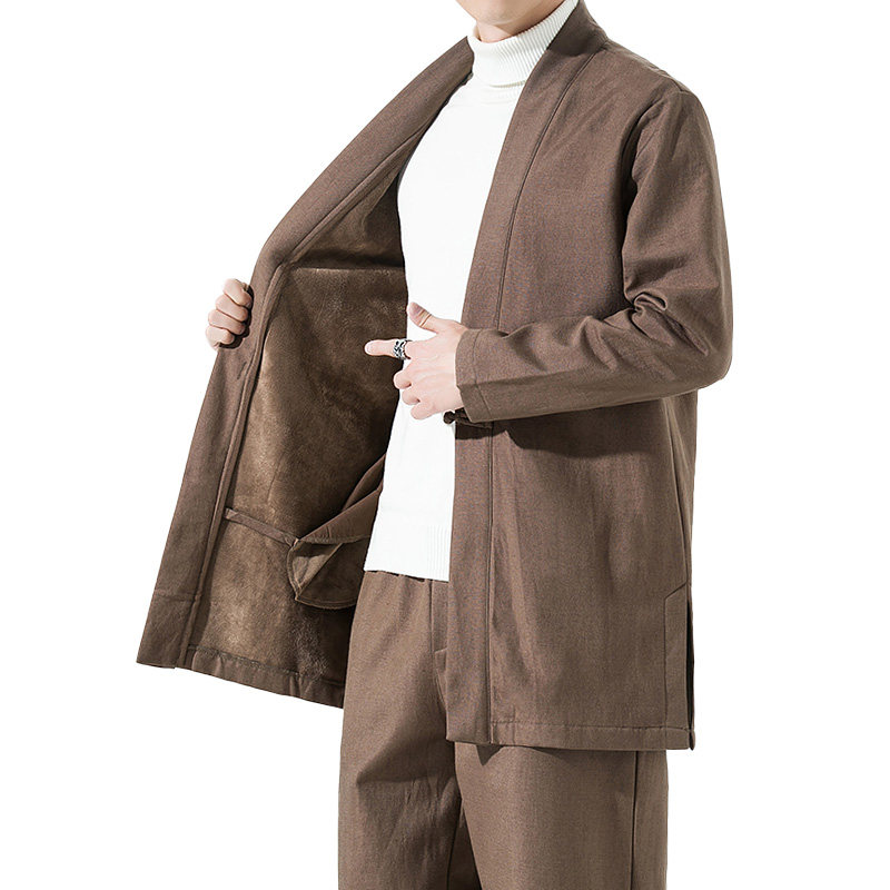 中国风秋款文艺大衣中长款加厚棉麻风衣外套男士汉服开衫道袍,淘宝优惠券,粉丝福利购,淘宝优惠卷