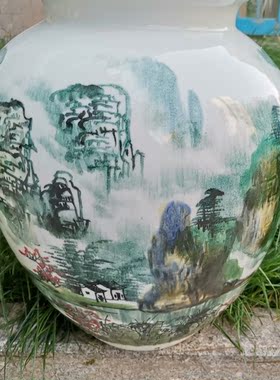 景德镇手绘字画陶瓷花瓶