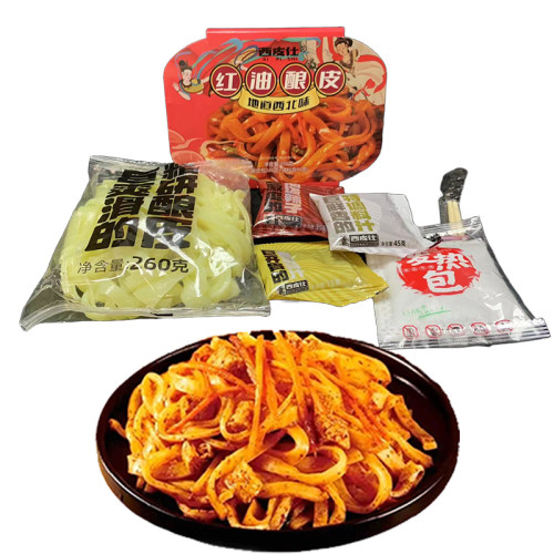 甘肃天水面皮酿皮嚷皮子红油面皮黄面皮凉皮即食带料包带面筋 - 图1
