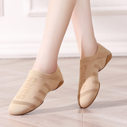 儿童健美操鞋啦啦操鞋子竞技健美比赛鞋训练鞋驼色舞蹈鞋女夏专业 - 图1