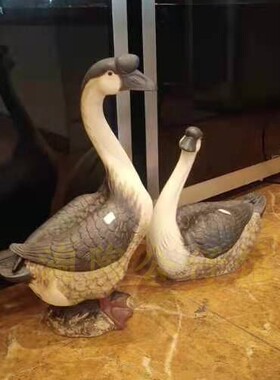 陶瓷工艺品石湾公仔家居装饰品礼品客厅酒柜大摆件生财鹅促销