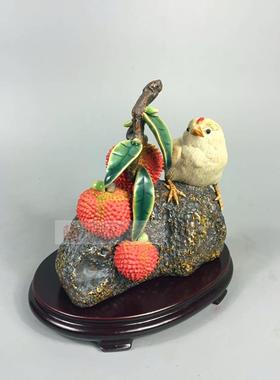 精品荔枝摆件乐在其中小鸡