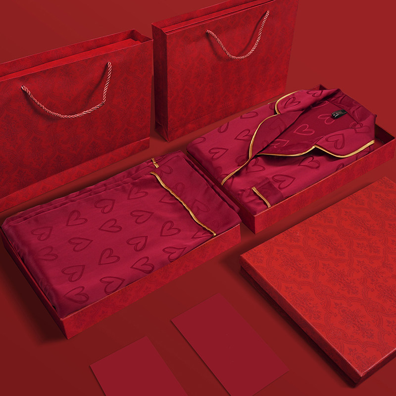 达芬奇密码结婚新婚本命年情侣睡衣长袖红色男女家居服套装礼盒装,淘宝优惠券,粉丝福利购,淘宝优惠卷