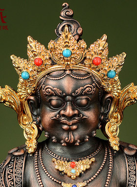 紫铜仿古黄财神铜像摆件