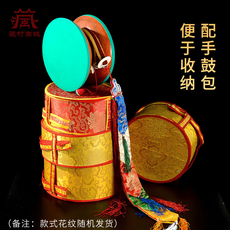 藏村尼泊尔手工藏式手鼓桑木鼓羊皮鼓小众乐器圆鼓桌面摆件 - 图3