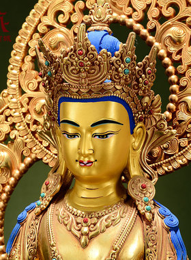 全鎏金地藏王宝石镶嵌铜像摆件