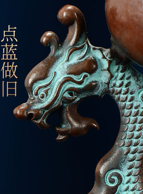 铜制摆件中式点蓝做旧