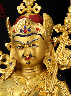 全鎏金莲花生大士铜像摆件