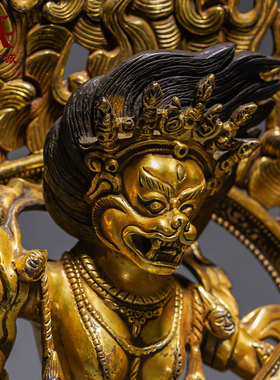 10寸狮面空行母鎏金铜像
