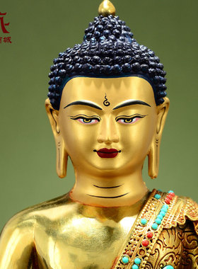 彩珠镶嵌阿弥托佛铜像