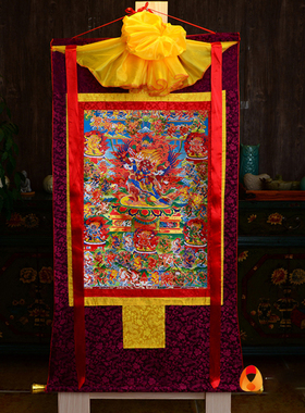 手工双层装裱烫金画心唐卡挂画