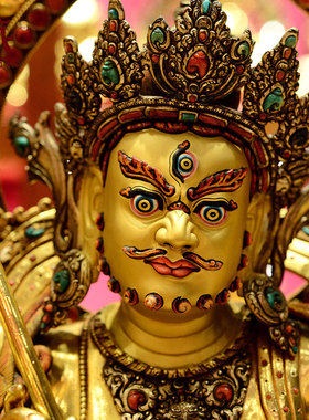 藏村尼泊尔进口《财宝天王》释迦族手工制作《多闻天王》铜像