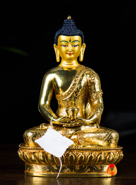 尼泊尔家用铜镀金7寸释迦