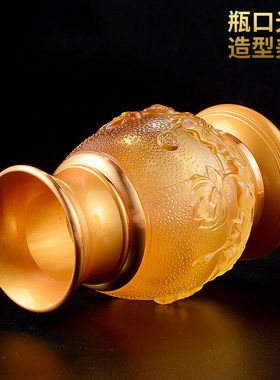 财神琉璃花瓶桌面摆件