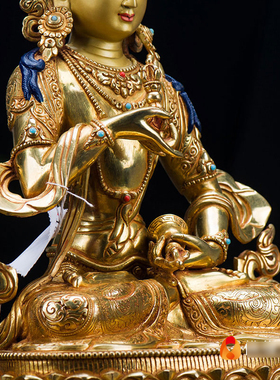 尼泊尔手工12寸镀金摆件铜