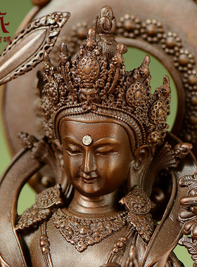 藏村全鎏金《文殊菩萨》室内家用精工铜《文殊师利》铜像摆件