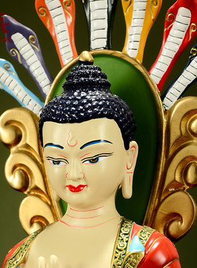 彩绘龙树菩萨铜像摆件