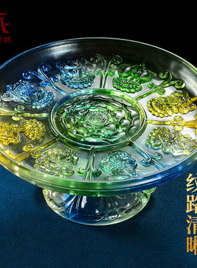 琉璃曼扎盘用品用品八吉祥摆件佛前供品曼达盘曼茶盘修盘