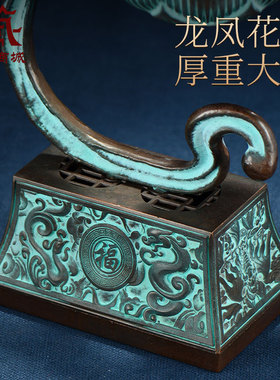 铜制摆件中式送礼摆件点蓝做旧