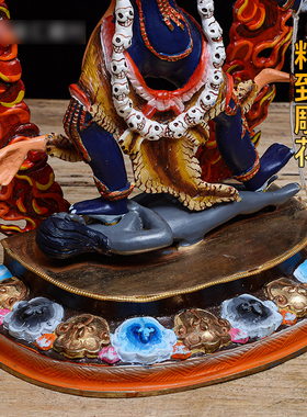 尼泊尔手工彩绘铜像摆件全铜