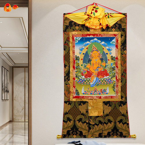 唐卡黄财神挂画西藏双层加厚客厅玄关用品卷轴画财神画像 - 图2