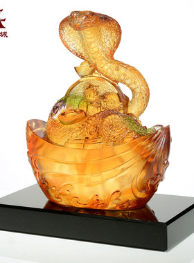 金蛇琉璃家居装饰摆件