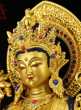 全鎏金绿度母铜像摆件