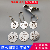 Stainless Steel Number Plate Metal Digital Hemp Hot Clips Hotel Number Key Kindergarten Water Glass Number Plate Customize