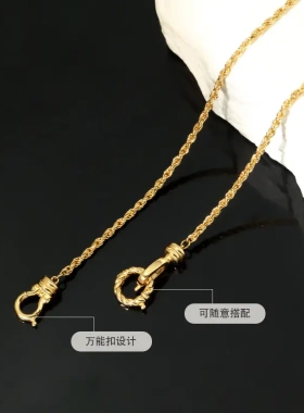 S925纯银项链女百搭小众设计感轻奢女麻花链万能扣锁骨链饰品