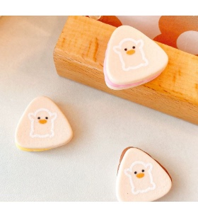 DIY饰品配件仿真食物印花三角吐司 树脂卡通印花表情可爱立体食玩