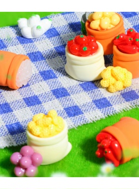 卡通DIY迷你微缩袋装蔬菜 树脂工艺品仿真创意手工摆件钥匙扣